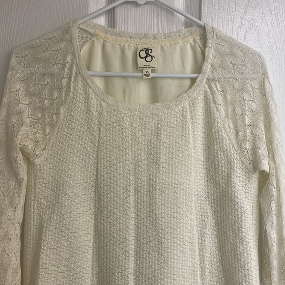 Anthropologie One September Rosanella cream lace pleated top women’s size XS - Picture 1 of 8